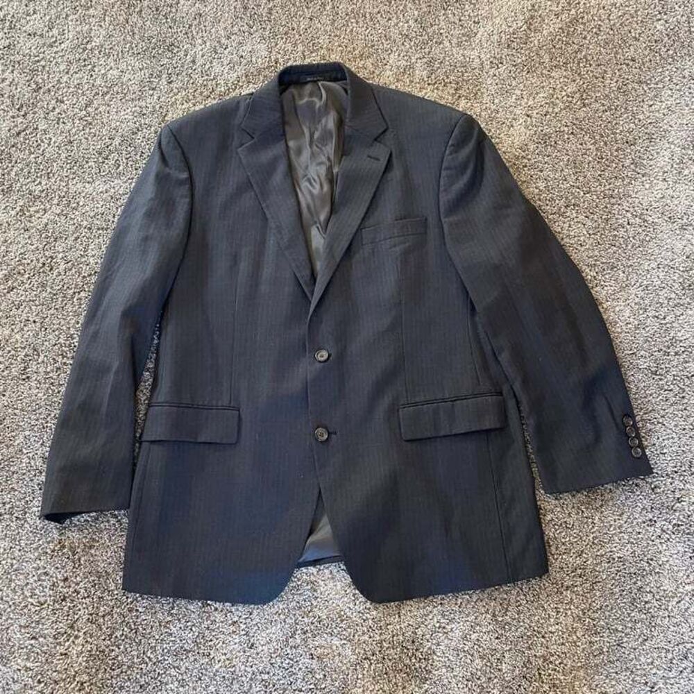Lauren Ralph Lauren Men's 43R Black‎ Pinstripe Wool Blazer Career Business